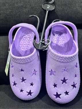 Abrand Kids Purple Glitter Star Sandals
